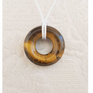 Tigers Eye Disk Gemstone Necklace Known for Bringing Confidence and Balance
